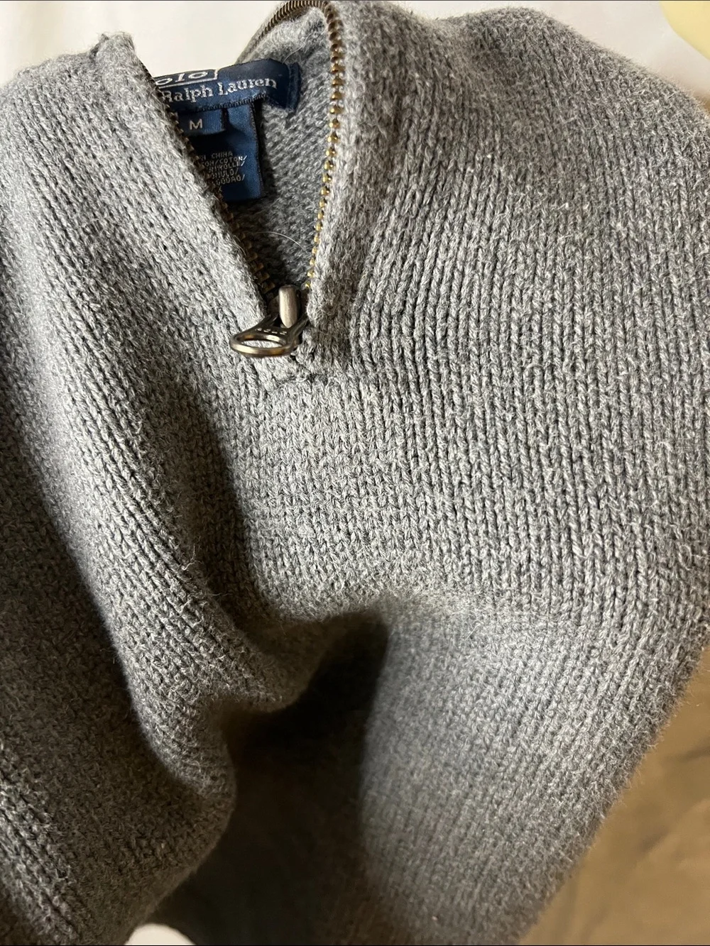 Ralph Lauren Gray Half-Zip Mock Neck Sweater with Polo Logo Size M (8-10)